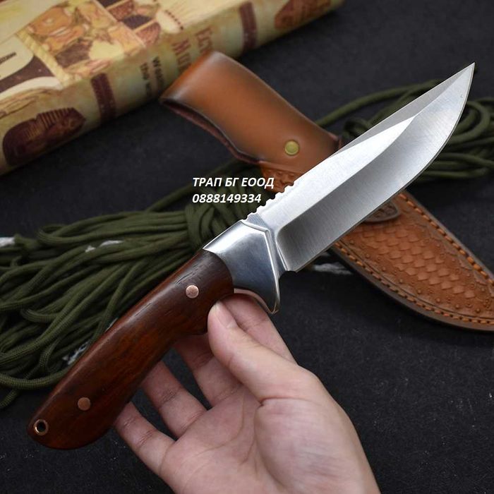 Ловен нож с кания от ествествена кожа HTWM-76 Full Tang