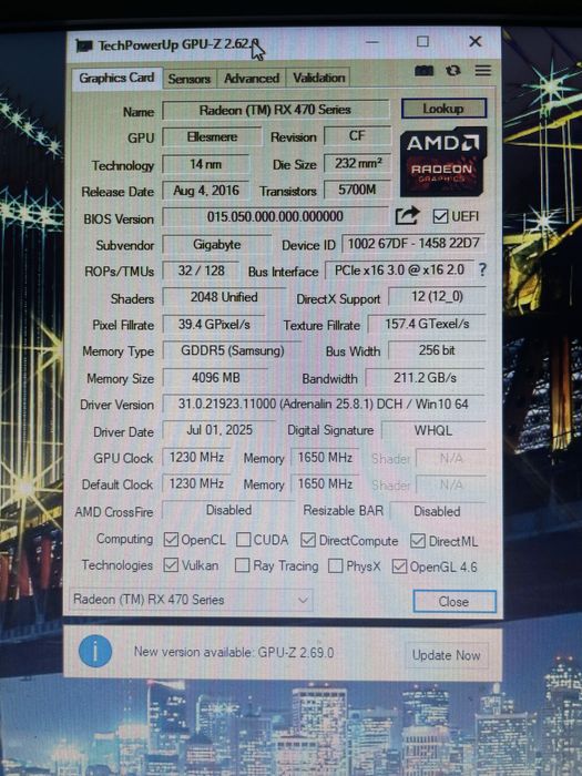 Продам видеокарту Gigabyte RX 470 4Gb