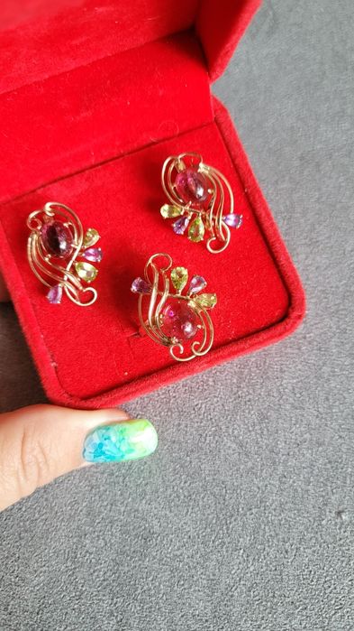 Золотые наборы серьги и кольца