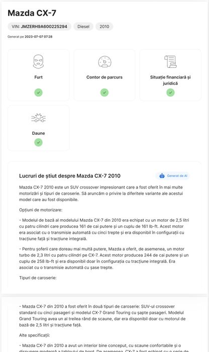 Mazda CX-7, 2.2 diesel, proprietar