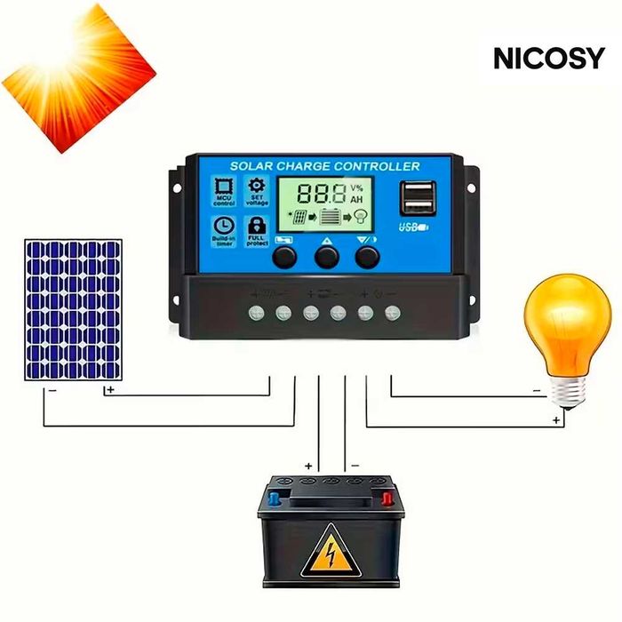 Солнечный контроллер заряда, 30А, 12/24В - solar controller