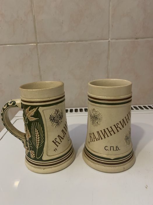 Посуда для пива,из керамики и в подарок 5 стаканов
