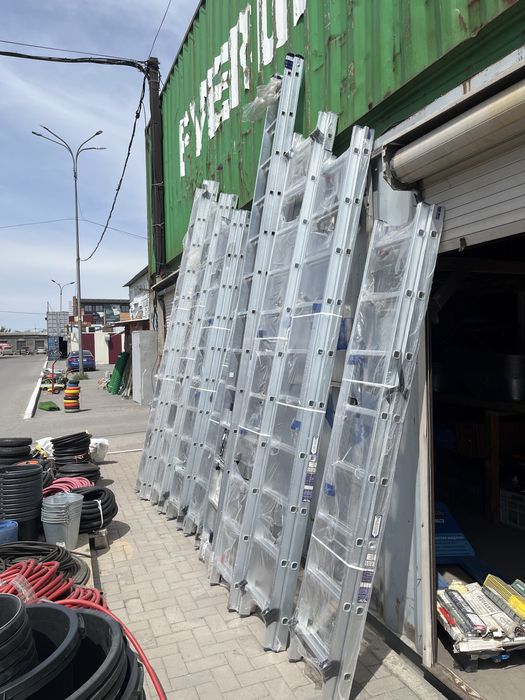 Лестница раздвежная, трансформер, алюминивая