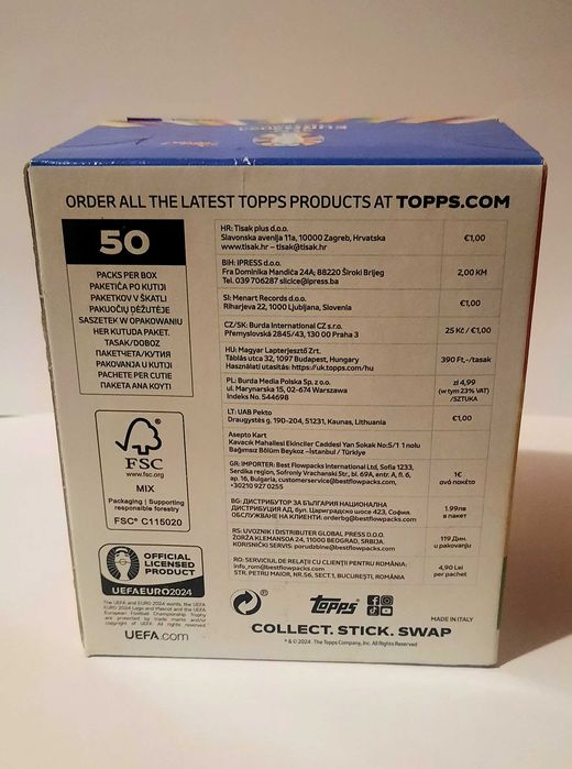 Topps Euro 2024 , cutie sigilata , 50.plicuri