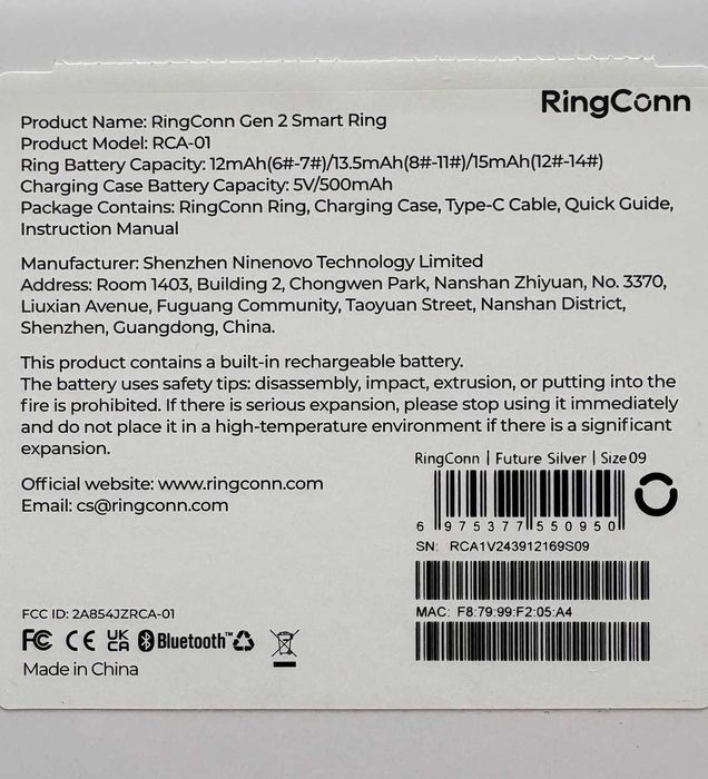 Inel inteligent RingConn marime 9 Silver