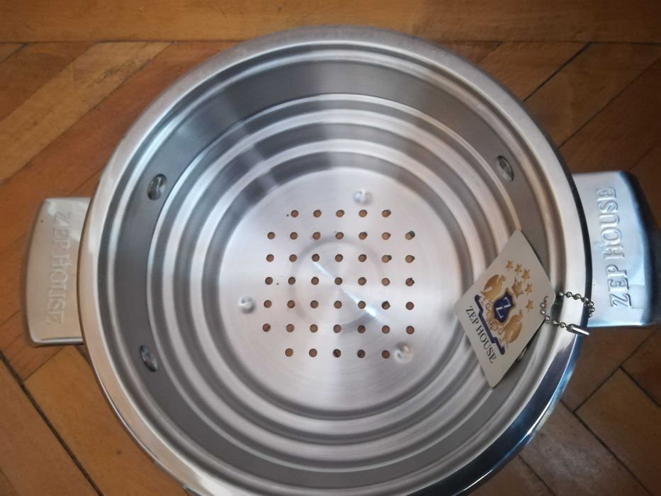 Tigaie cu capac si Strecuratoare  Inox Zep House