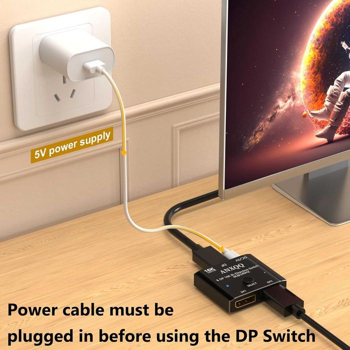 Switch Displayport 16K Splitter 2in 1Out Splitter Bidirecțional 8K-4k