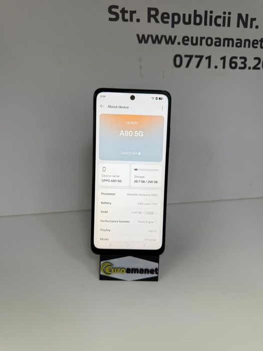 Telefon mobil OPPO A80, 8GB RAM, 256GB, 5G, Starry Black -G-