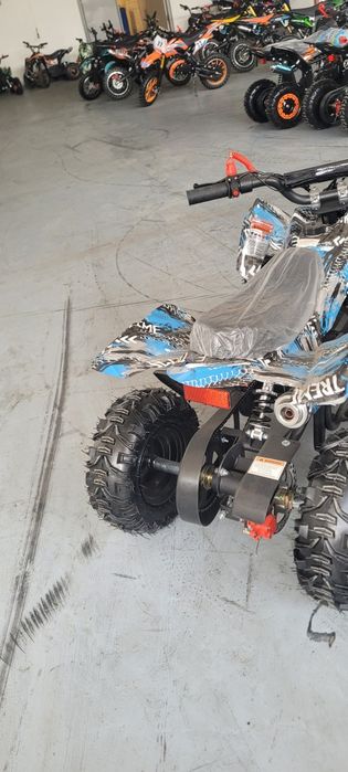 Atv raptor 49cc albastru roti pe 6 inch limitator de viteza