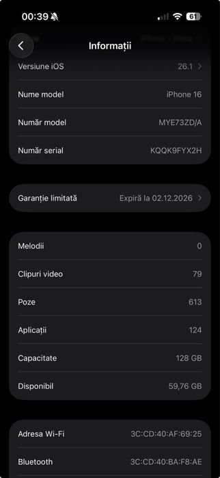 Iphone 16 nou , fullbox, 128gb , garantie+husa