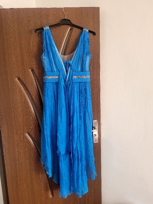 Vând rochie turcoaz din mătase naturala Mărimea M reglabila