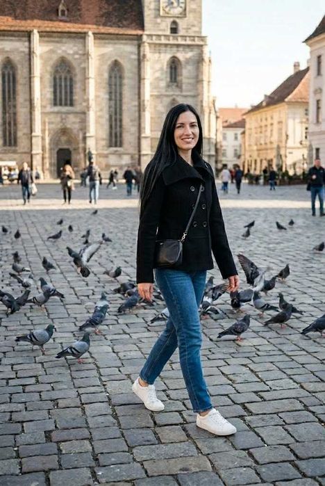 Черно зимно дамско палто