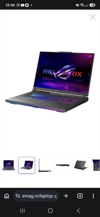 Laptop Gaming ASUS ROG Strix G16 G614JVR Intel® Core™ i9-14900HX 36M Cache, up to 5.80 GHz, 16" QHD+ 240Hz, 32GB, 1TB SSD, NVIDIA GeForce RTX 4060 8GB