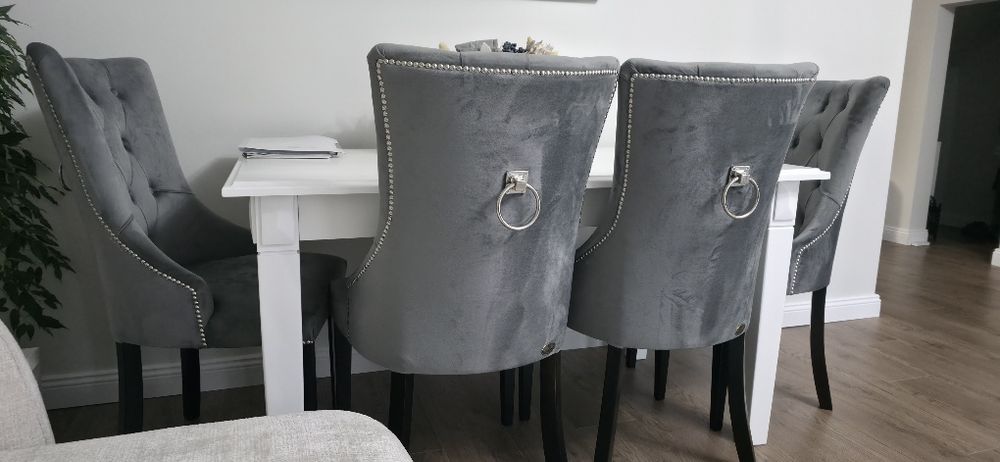 Vand set 4 scaune dining catifea gri