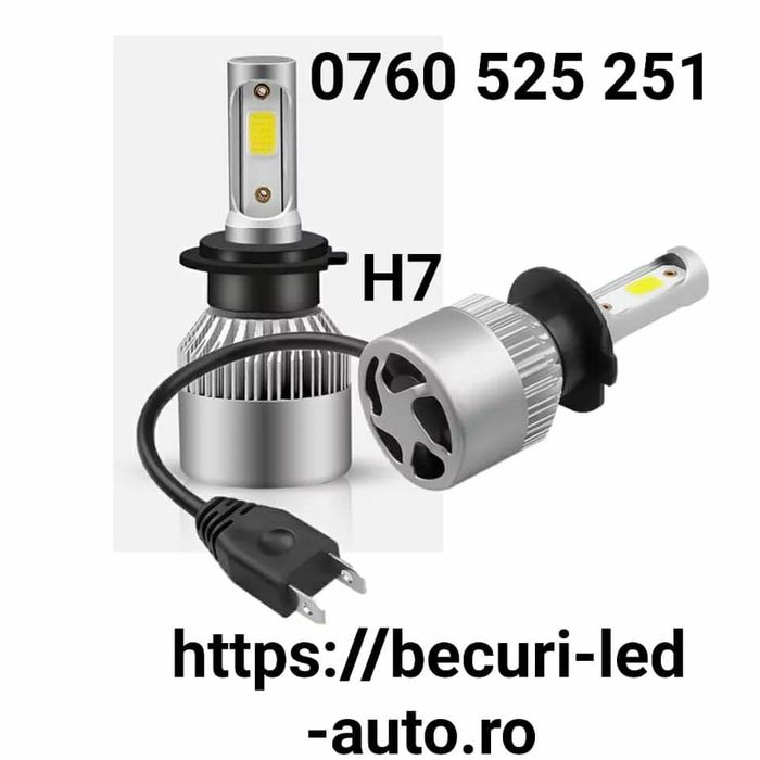 Două Becuri Led H7 16000Lumeni/6500K/72W (Lumină Alb-Rece)