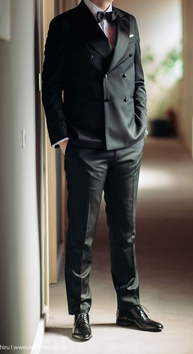 Sacou negru ceremonie in 2 randuri de nasturi Viggo