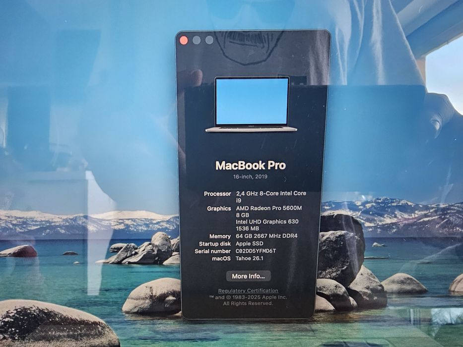 MacBook Pro 16" (2020) – 2.4 GHz i9 / 64GB / 2TB / Radeon Pro 5600M HBM2 – Stare Excepțională