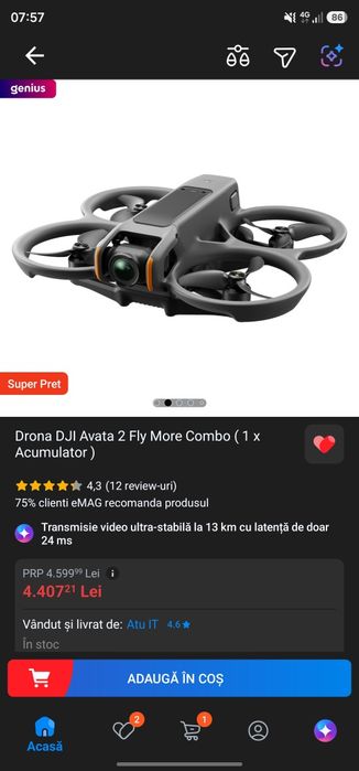 Vând dronă DJI Avata 2