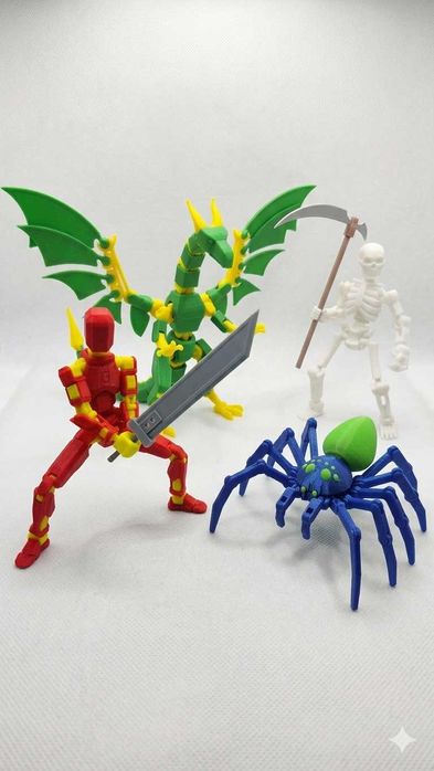 Set 4 Figurine Articulate – Robot, Dragon, Păianjen, Schelet
