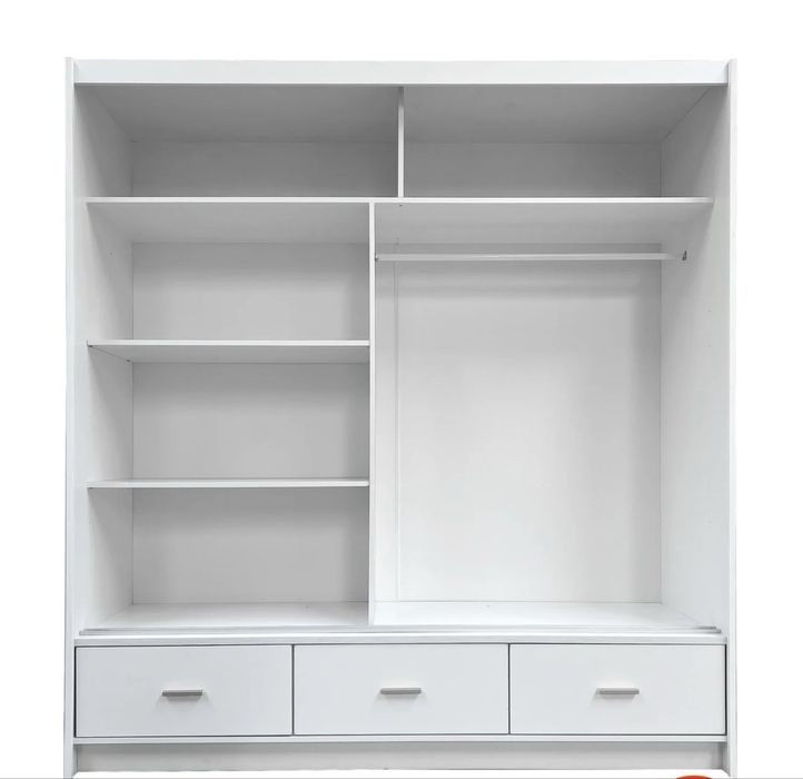 Șifonier modern  ,2 uși glisante + 3 sertare  culoare casmir/insertii lemn