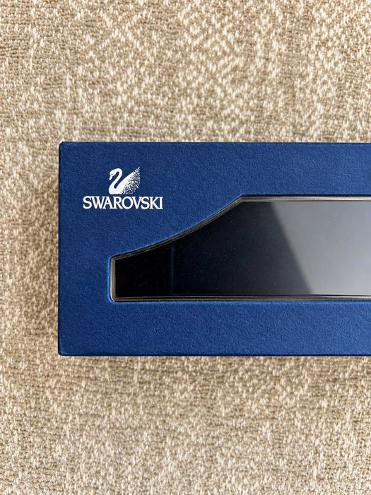 Colier Swarovski damă argintiu cu pandantiv statement stea, cerc și lebădă cu cristale, lanț fin și cutie originală