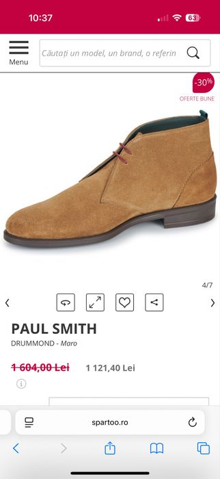 Ghete piele intoarsa Paul Smith