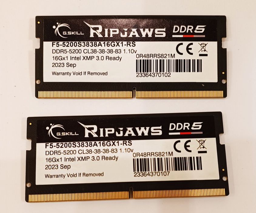 DDR5 ОЗУ G.Skill Ripjaws 32GB (2×16GB) для ноутбука — как новая