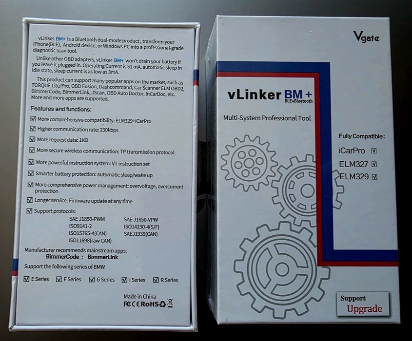Професионален vLinker BM+ (BtLE) - Идеален за BimmerCode (за BMW) OBD2