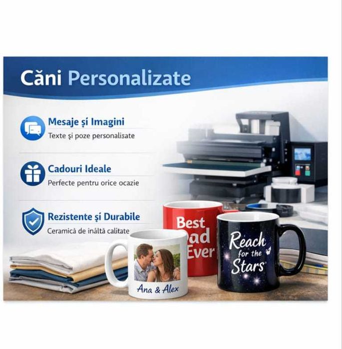 Vând căni și tricouri personalizate – ideale pentru cadouri