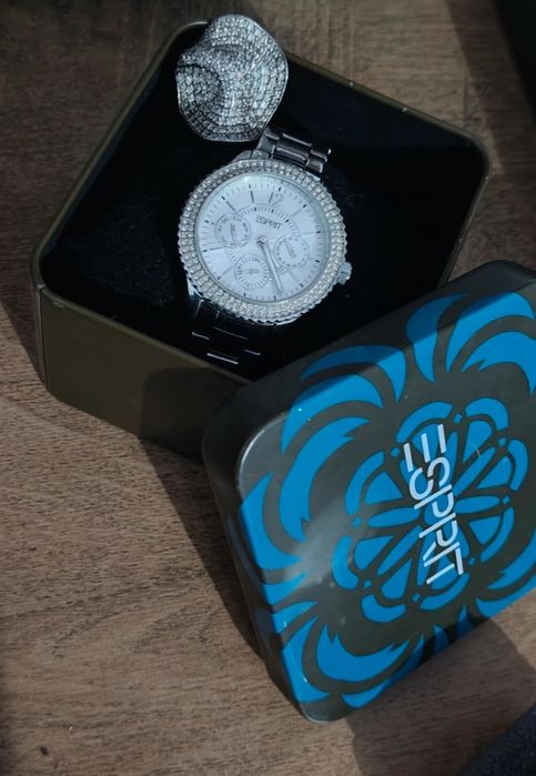 Ceas Esprit cu cristale + inel argint 925