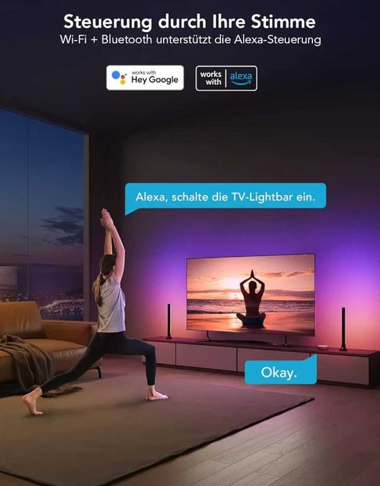 LED светлини Govee TV LIGHT BAR RGBIG  3 опции за поставяне