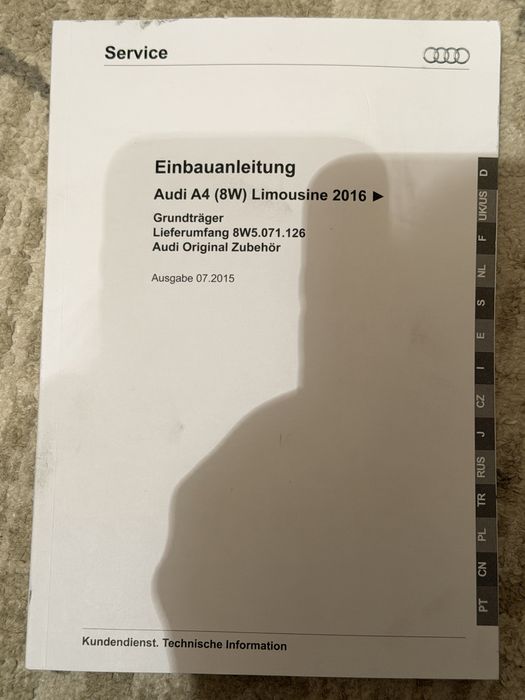 Оригинальные дуги Audi A4 B9 8W 2016+  новые
