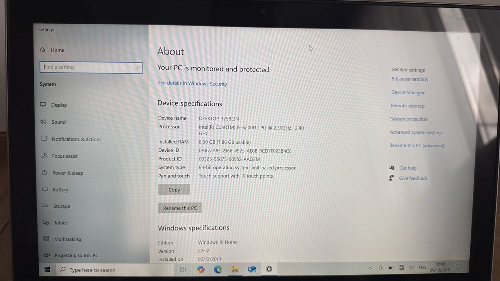 Лаптоп / Таблет  Dell Inspiran 7359 2-in-1 Тъч Intel i5-6200u 8GB RAM 275GB SSD Windows 10/ + Посалка
