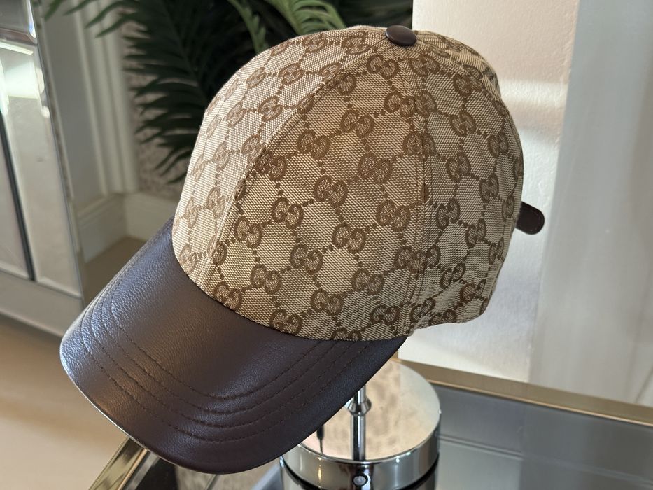 Șapcă Gucci originală cu detalii din piele – Monogram GG