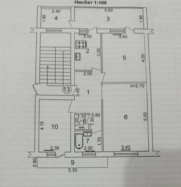 3комнатная квартира. 4этаж Саламатина