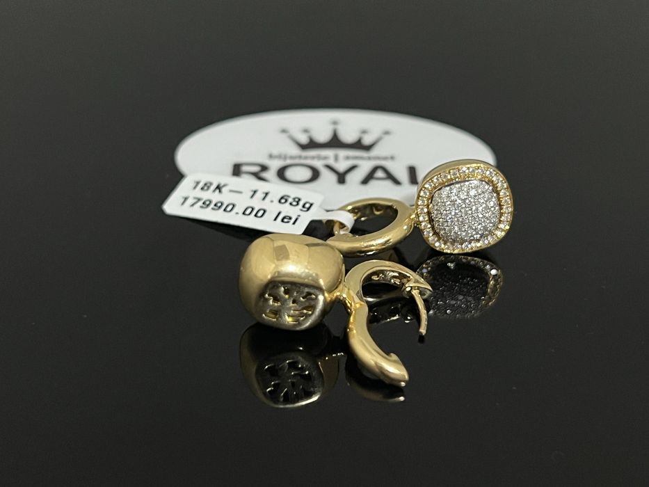 Bijuteria Royal CB : Cercei cu 180 diamante naturale 18K 11,63 grame
