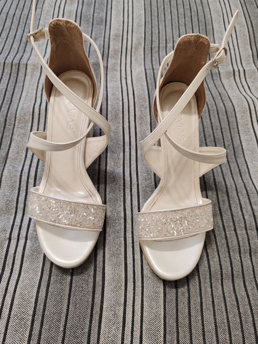 Sandale albe/ivory mireasa cununie nunta