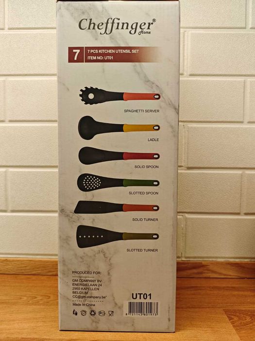 Set ustensile bucătărie Cheffinger 7 piese cu suport