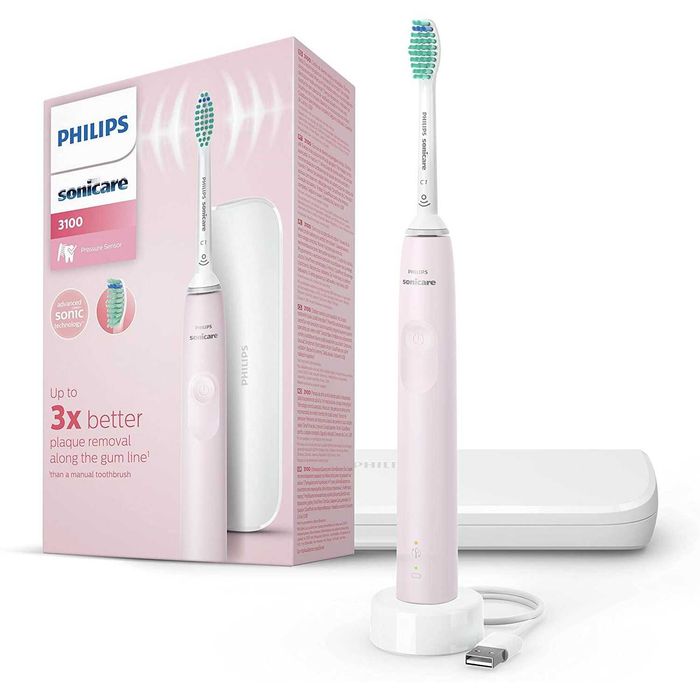Philips Sonicare 3100 електрическа четка за зъби-розов цвят,с кутия