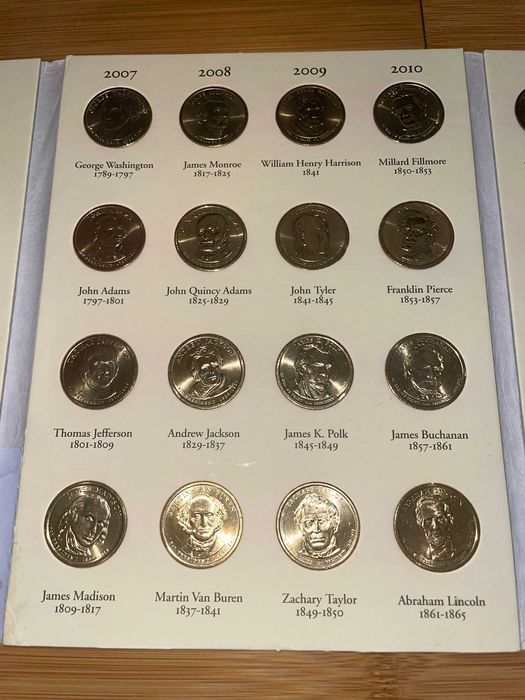 Album cu 40 monede dolari presedinti americani