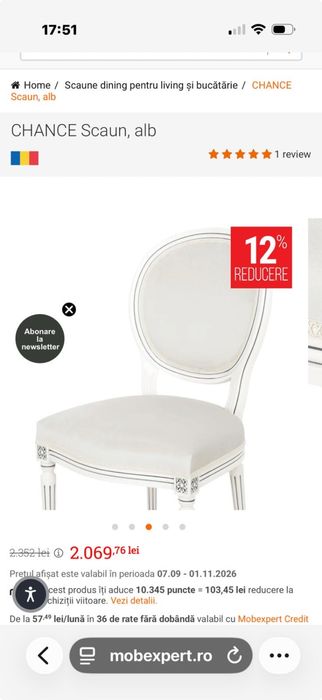 Scaun CHANCE mobexpert dining crem