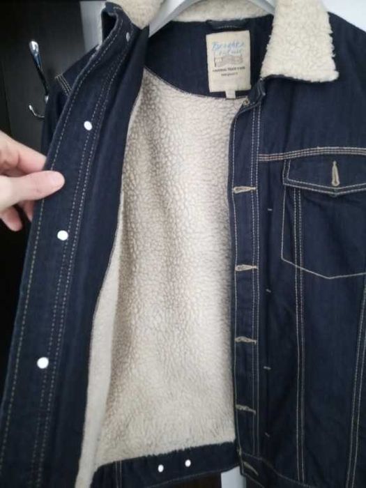 Geacă Denim Bershka Couture cu Blăniță Sherpa – Mărimea L