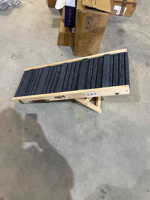 TNELTUEB – Rampă reglabilă din lemn pentru câini, pliabilă, 85 cm, gri