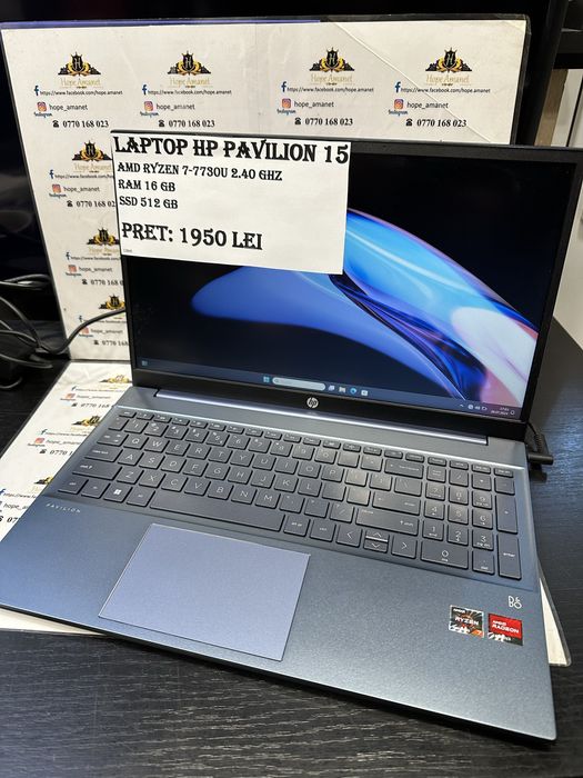 Hope Amanet P7 Laptop Hp Pavilion 15 Amd Ryzen 7 Garantie 1 An