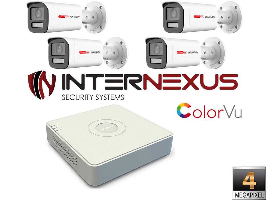 Hikvision IP 4MP ColorVu Комплект за Видеонаблюдение DS-2CD1047G2H-LIU