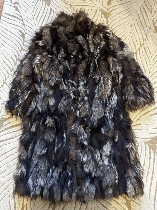 Палто от сребърна лисица естествен косъм