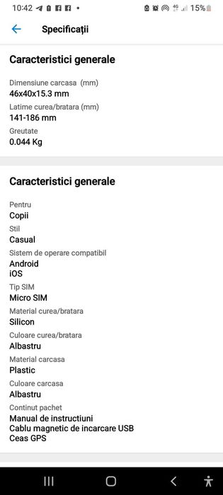 Ceas smartwatch copii Wonlex GW400E GPS Funcție telefon