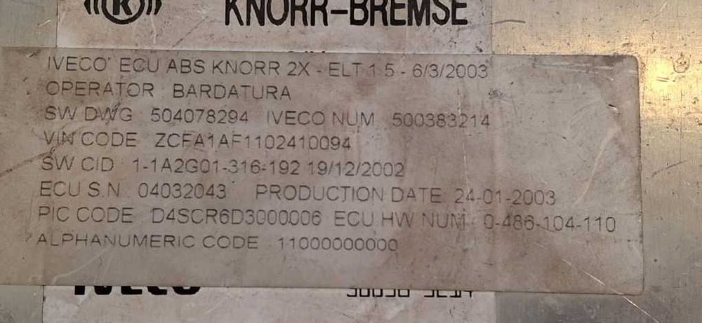 Vand calculator ABS / modul ABS pentru Iveco EuroCargo.