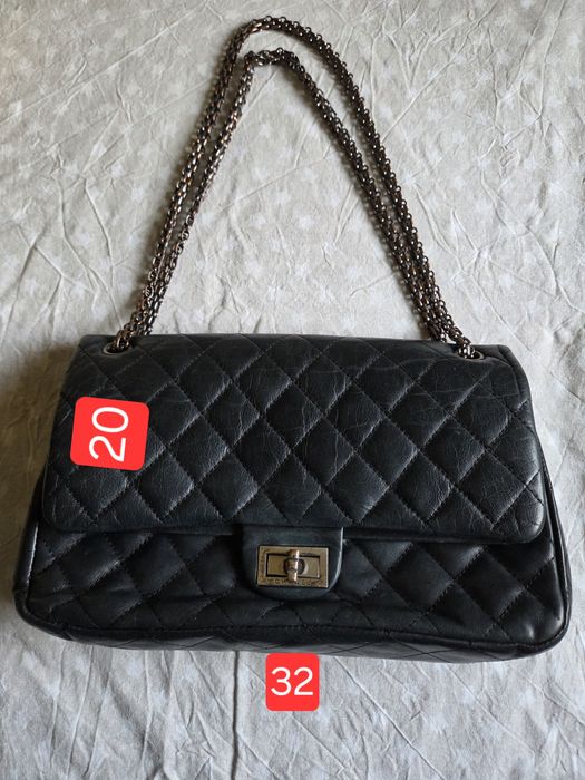 Дамска чанта кожена  Chanel Reissue  flap black bag