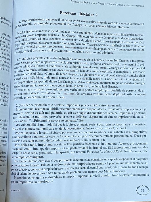 Vând culegere Română Bacalaureat